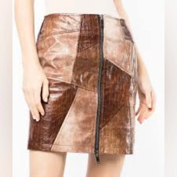 NWT Andersson Bell Chloe faux-leather patchwork skirt Size Small - Picture 1 of 10